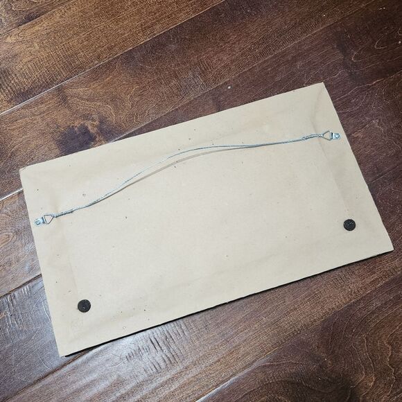 Hand Stitched Welcome Sign Framed in Barn Wood Blue Red Roses Rectangle 11x19 - Picture 4 of 8